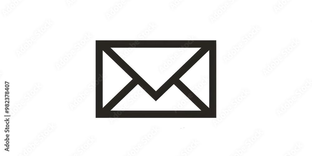 A black and white envelope with a white background A black and white envelope with a white background