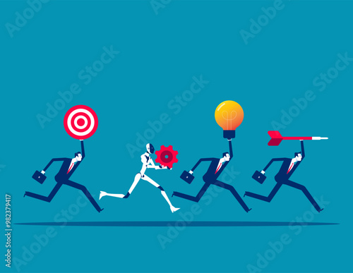 Robot. Visioning and setting business goals, Artificial intelligence supports business success