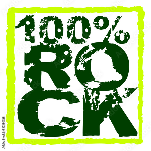 100 % Percent Rock Heavy Metal Music Text Logo Design Lover Art Vector Illustration Card T-Shirt Poster Sticker Graphic Print Decorative Drawing Isolated Logo Decoration Symbol Creative Cool Style
