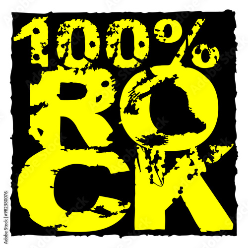 100 % Percent Rock Heavy Metal Music Text Logo Design Lover Art Vector Illustration Card T-Shirt Poster Sticker Graphic Print Decorative Drawing Isolated Logo Decoration Symbol Creative Cool Style

