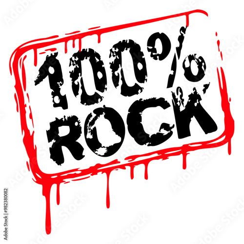 100 % Percent Rock Heavy Metal Music Text Logo Design Lover Art Vector Illustration Card T-Shirt Poster Sticker Graphic Print Decorative Drawing Isolated Logo Decoration Symbol Creative Cool Style
