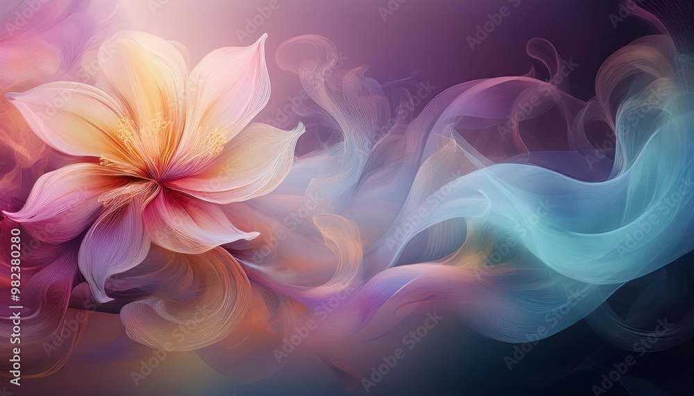 Soft, wispy trails of smoke rise and twirl through the air, blending hues of colors creating a dreamlike, ethereal background of flowing, translucent forms. Soft, wispy trails of smoke rise and twirl through the air, blending hues of colors creating a dreamlike, ethereal background of flowing, translucent forms.