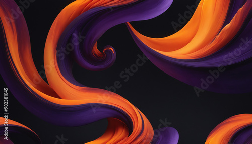 Swirling Purple and Orange Abstract Artwork