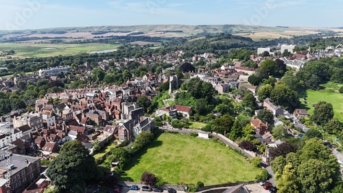 Lewes Castle East Sussex UK drone,aerial  . photo