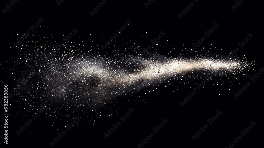 Silver particles dance across a pitch-black canvas, creating an enchanting galaxy-like formation. This artwork exudes a soft glow, inviting viewers to explore the cosmos' mysteries. Silver particles dance across a pitch-black canvas, creating an enchanting galaxy-like formation. This artwork exudes a soft glow, inviting viewers to explore the cosmos' mysteries.