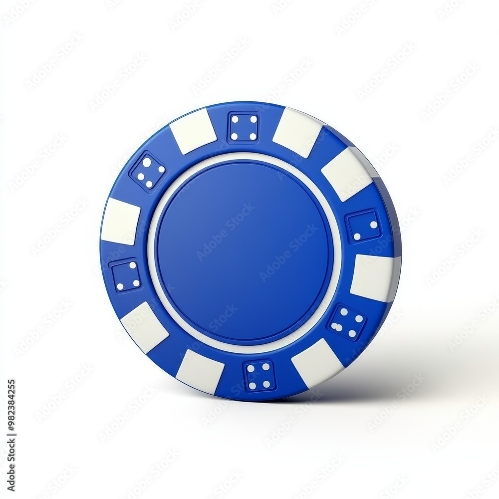 Blue casino chip isolated on white background. 3d render illustration. Blue casino chip isolated on white background. 3d render illustration.