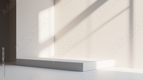 Wallpaper Mural A minimalist, modern interior with a white podium or pedestal.  Torontodigital.ca