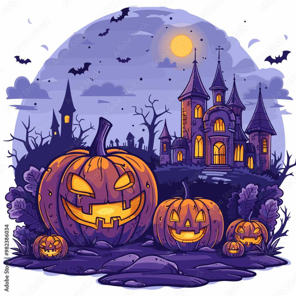 A autumn postcard design for Scary Halloween with Cute characters. Horror story Trick-or-treating. Colorful Vector illustration for flyer and social media post. A autumn postcard design for Scary Halloween with Cute characters. Horror story Trick-or-treating. Colorful Vector illustration for flyer and social media post.