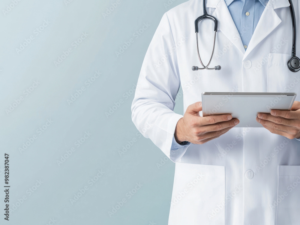 Doctor explaining test results to a patient using a digital tablet, health checkup consultation Doctor explaining test results to a patient using a digital tablet, health checkup consultation