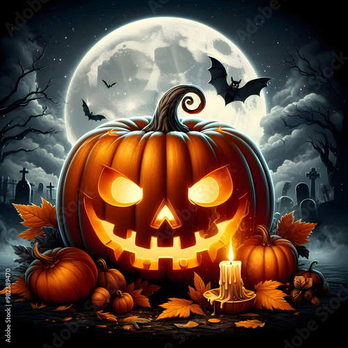 Halloween pumpkin background featuring spooky jack-o-lanterns on a black backdrop, perfect for autumn celebrations	