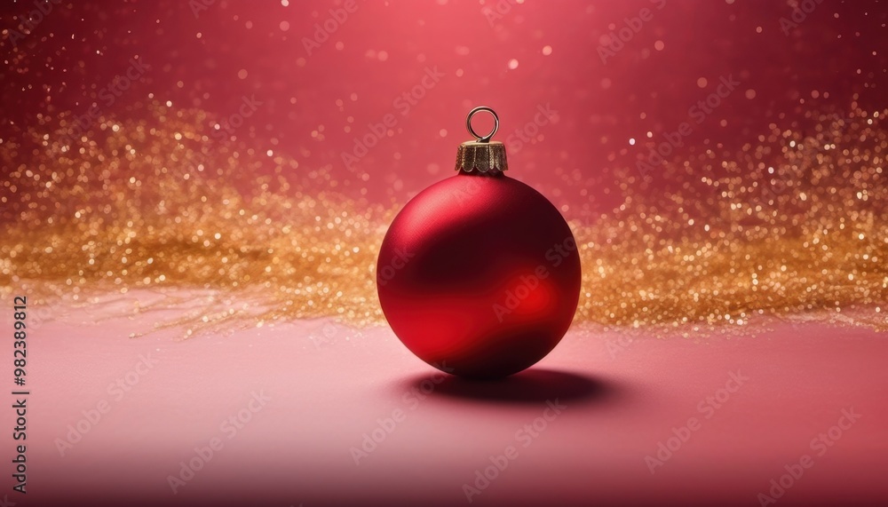 red christmas tree decoration on the background Luxurious shade of red satin, will add golden shine red christmas tree decoration on the background Luxurious shade of red satin, will add golden shine
