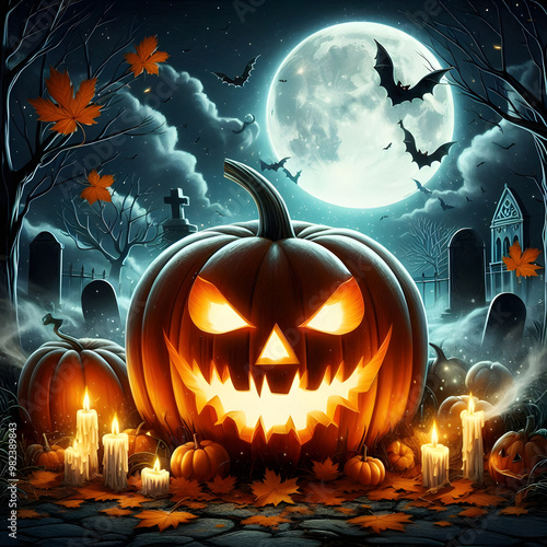 Halloween pumpkin background featuring spooky jack-o-lanterns on a black backdrop, perfect for autumn celebrations	