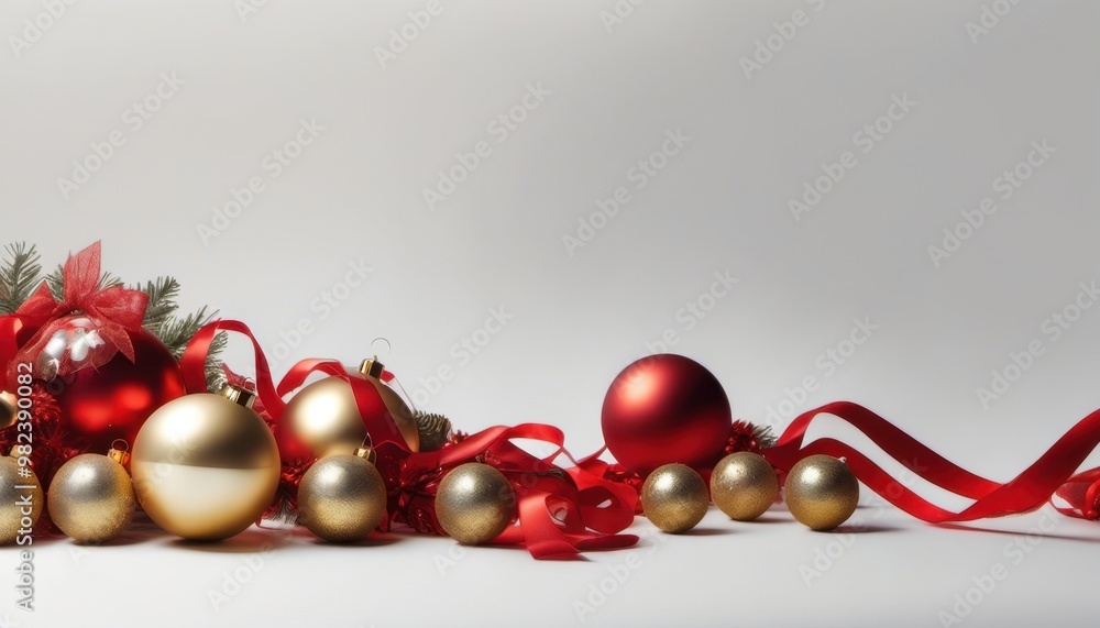 white and red christmas tree balls on white background white and red christmas tree balls on white background