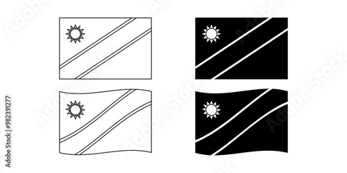 Flag of Namibia icon set isolated on white background