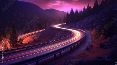 Winding Mountain Road at Dusk