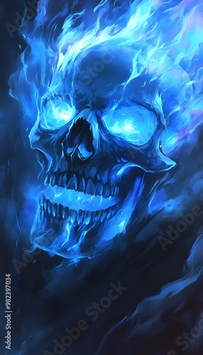 Blue Fantasy Skull