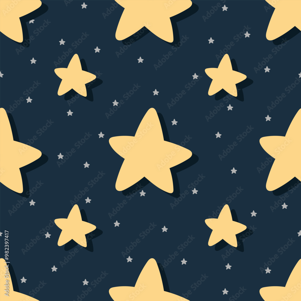 Cute seamless pattern with adorable stars. Vector background in Scandinavian style for design textile or backdrop Cute seamless pattern with adorable stars. Vector background in Scandinavian style for design textile or backdrop
