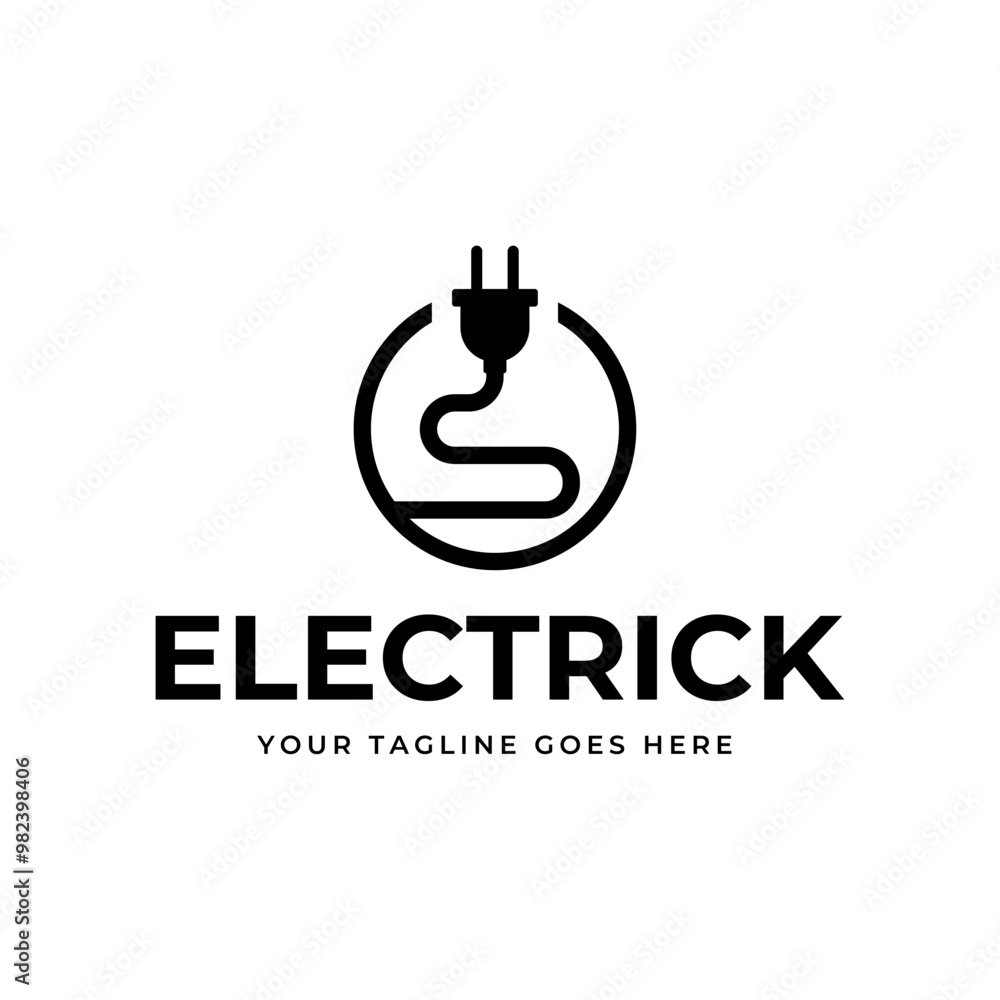 Fototapeta premium Electrical power plug logo. Current and voltage symbol.