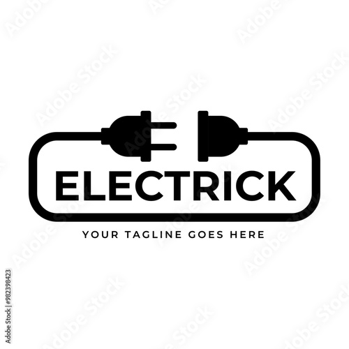 Electrical power plug logo. Current and voltage symbol.