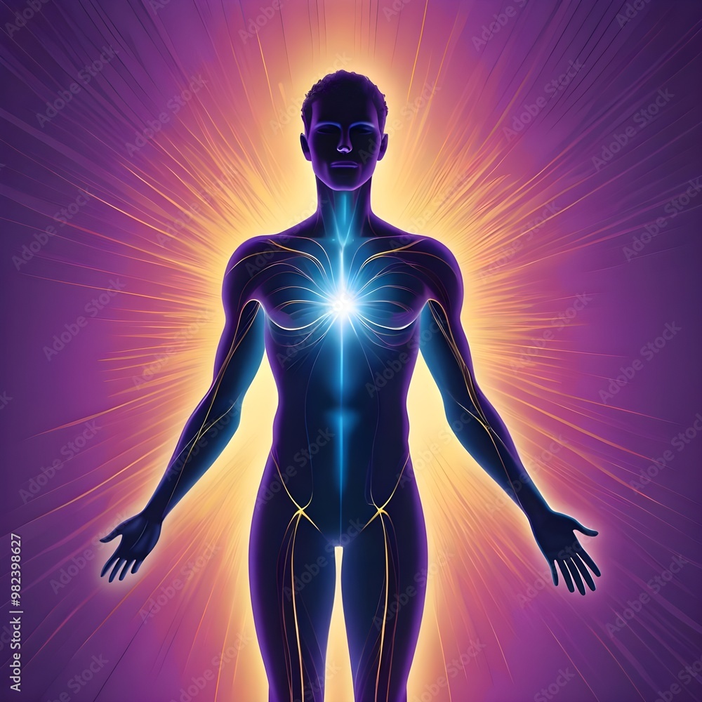 human body soul aura neon glow blue and pink black background silhouette chakra vital energy concept mind esotericism psychology human body soul aura neon glow blue and pink black background silhouette chakra vital energy concept mind esotericism psychology