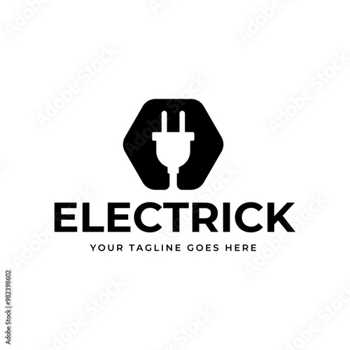 Electrical power plug logo. Current and voltage symbol.