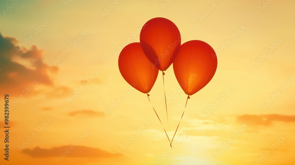 Fototapeta premium Breathtaking Balloon Silhouettes at Sunset Sky