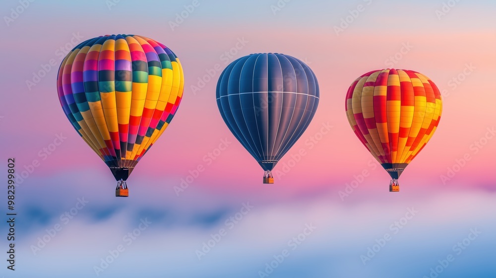 Fototapeta premium Dreamlike Foggy Morning with Balloons Emerging Through Mist