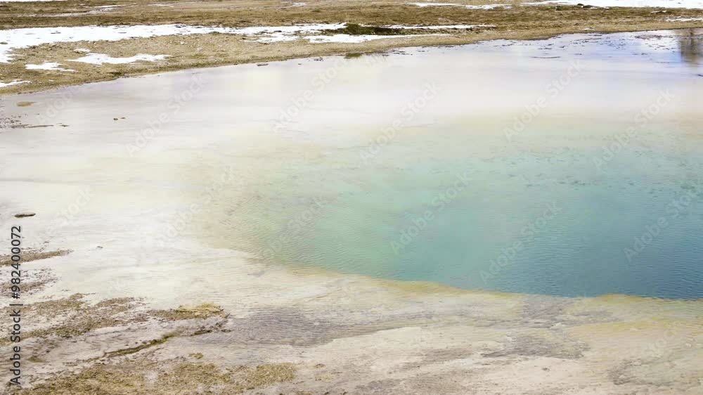 Cinematic shot of scenic landscape at Turquois Pond in Yellowstone National Park, USA Cinematic shot of scenic landscape at Turquois Pond in Yellowstone National Park, USA