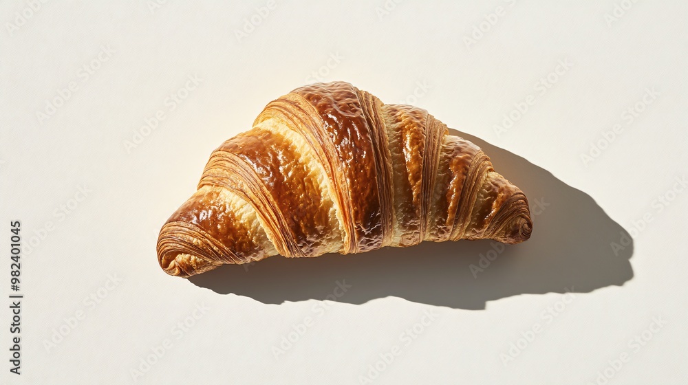 Delicious Golden Croissant on Light Background Delicious Golden Croissant on Light Background