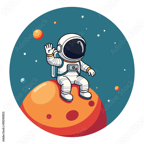 cartoon astronaut on a rocket