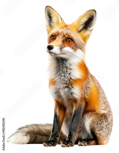 PNG Curious fox rests on a white backdrop