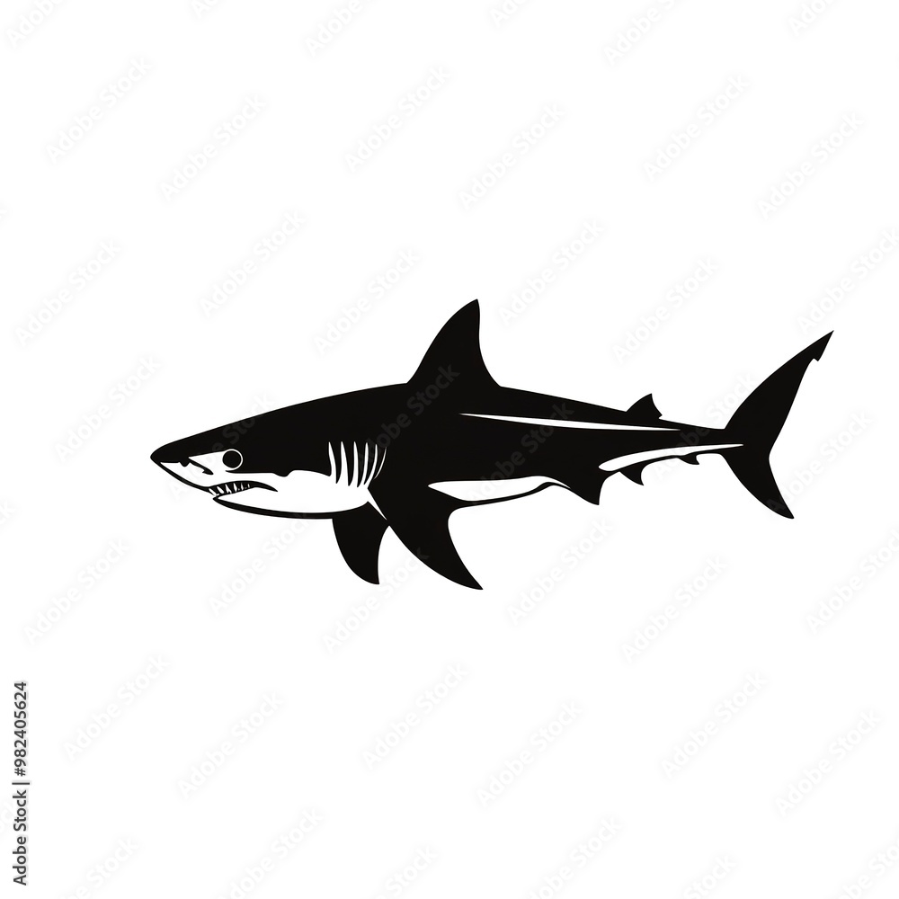 Obraz premium shark vector, art, silhouette logo design on white background