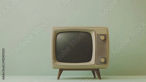 Vintage television set with blank screen.