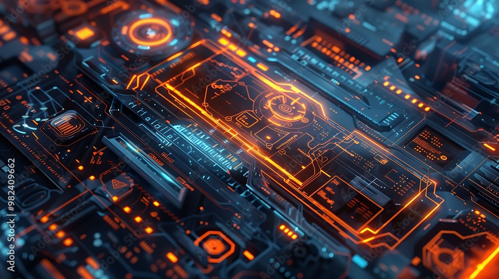 Fototapeta premium Digital Abstract IT Futuristic Modern network,pattern ,circuit,global etc. Technology Bacground AI