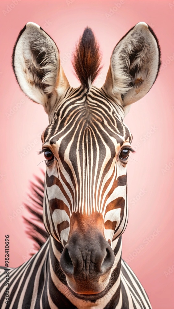 Naklejka premium zebra close up on the pink 