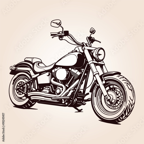 Old Motorcycle illustration, Classic Motorcycle Concept