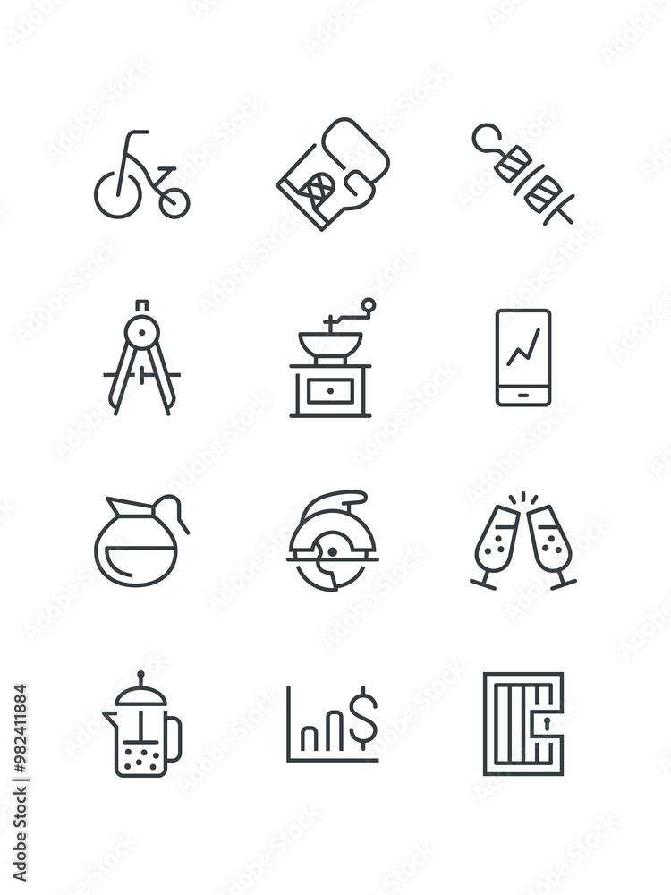 Fototapeta premium hand drawn icons set of icons for web design, vector illustration
