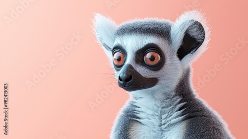 Cute Lemur Looking to the Side.