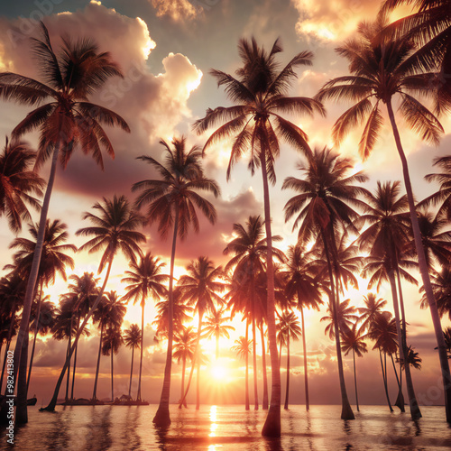 palm trees at sunsetsunset, palm, tree, beach, tropical, sky, silhouette, nature, sunrise, sea, summer, ocean, sun, island, travel, paradise, hawaii, vacation, landscape, dusk, palms, evening, coconut photo