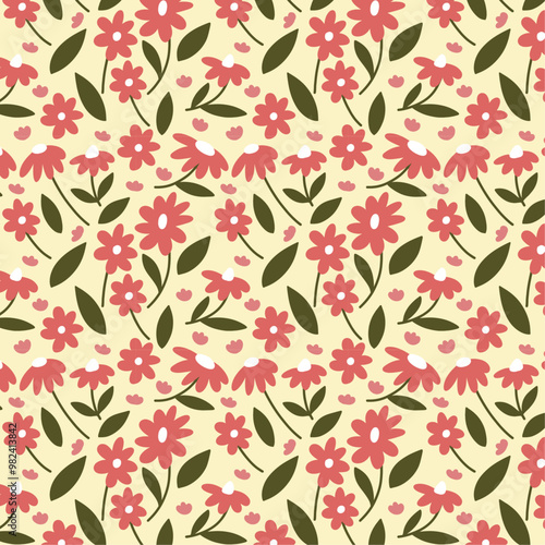 pink daisy floral seamless vector design