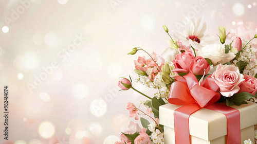 Flowers and Wrapping Present Background