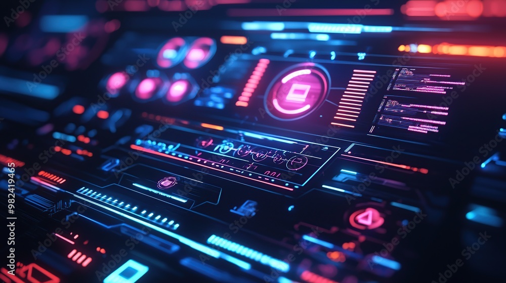 Abstract Futuristic Interface with Glowing Neon Lights. Abstract Futuristic Interface with Glowing Neon Lights.