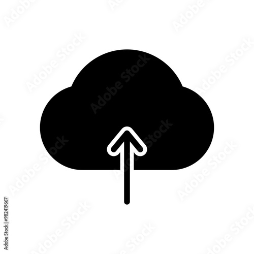 Black upload cloud icon