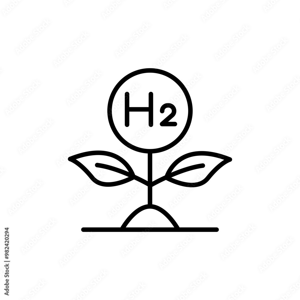 Hydrogen plant outline icons, minimalist vector illustration ,simple transparent graphic element .Isolated on white background