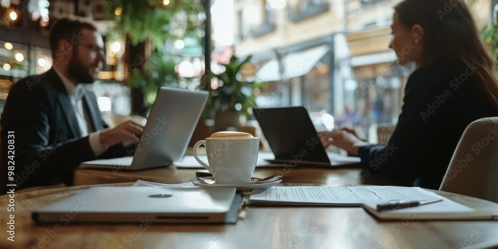Two Business Partners Having a Negotiation Meeting in a Coworking Office Space