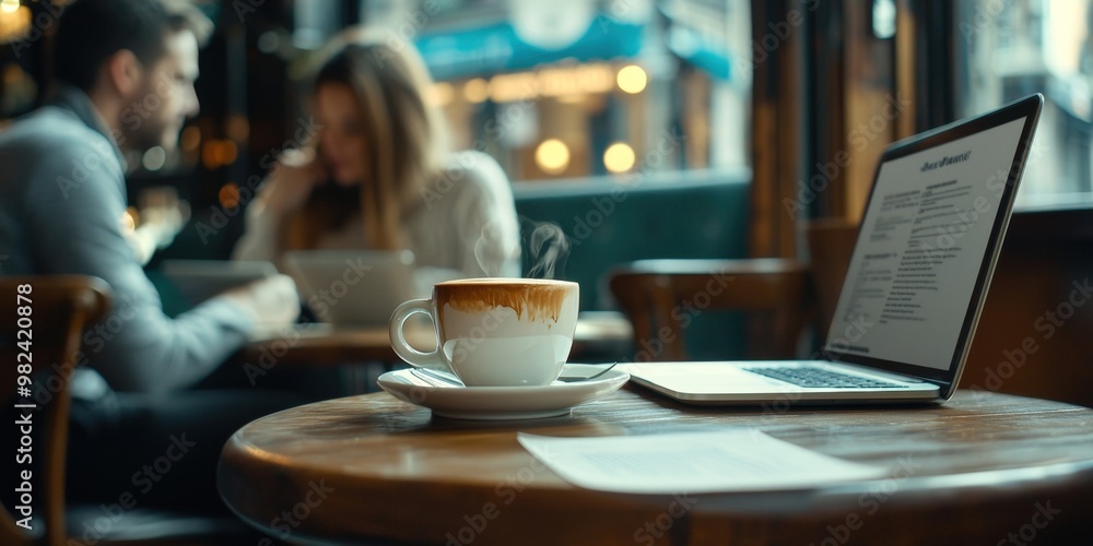 Two Business Partners Negotiating Over Coffee at Cafe Workspace Two Business Partners Negotiating Over Coffee at Cafe Workspace