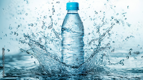 Wallpaper Mural A plastic water bottle being splashed with clear, clean, and refreshing blue liquid Torontodigital.ca