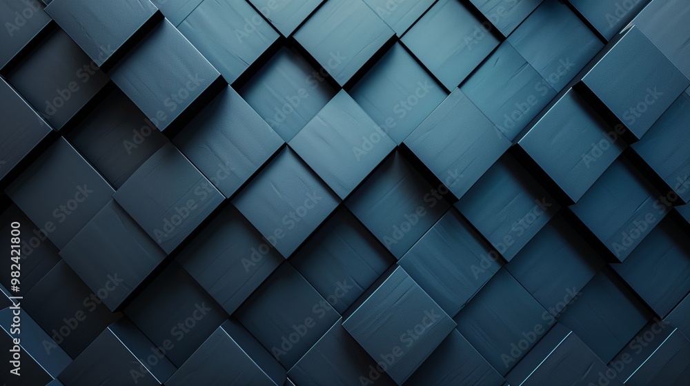 Dark Blue Geometric Pattern - Modern Abstract 3D Texture with Overlapping Cubes Dark Blue Geometric Pattern - Modern Abstract 3D Texture with Overlapping Cubes