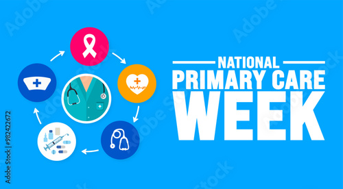 National Primary Care Week background or banner design template is observed every year in October. Holiday concept. Template for card, poster, placard, template. eps 10