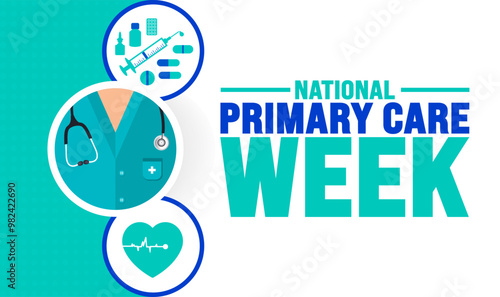 National Primary Care Week background or banner design template is observed every year in October. Holiday concept. Template for card, poster, placard, template. eps 10
